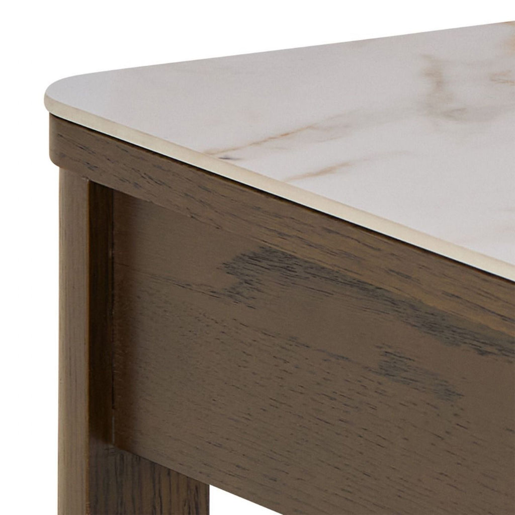 Southampton Square Side Table 1 Drawer in Cream Ceramic