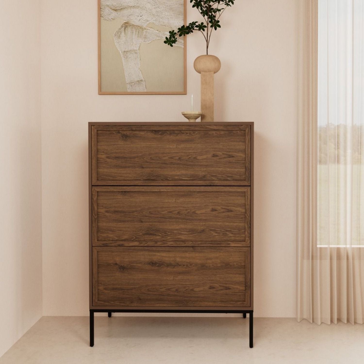 Palmdale 3 Drawer Chest in Smoked Oak