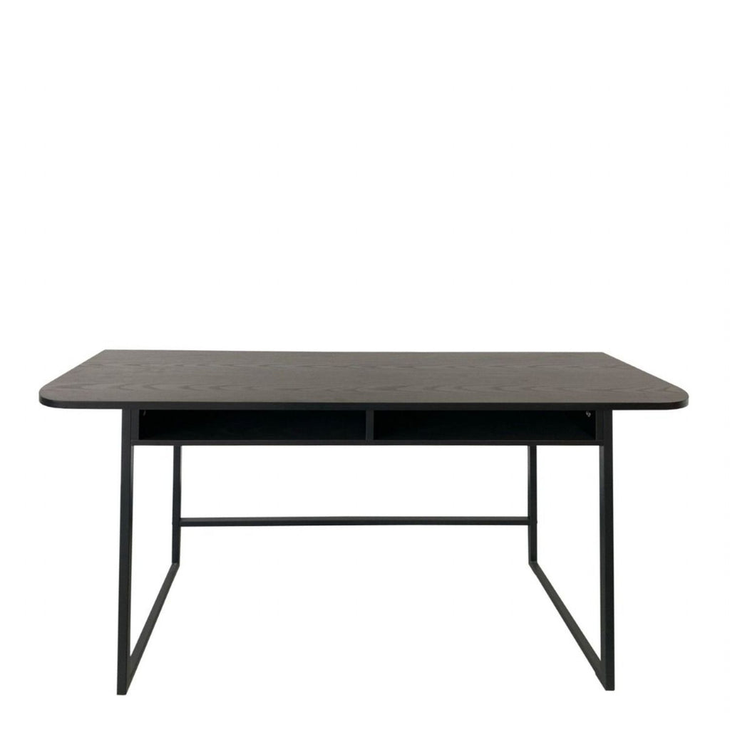 Darlington Console Table With Open Shelf and Oak Top in Black
