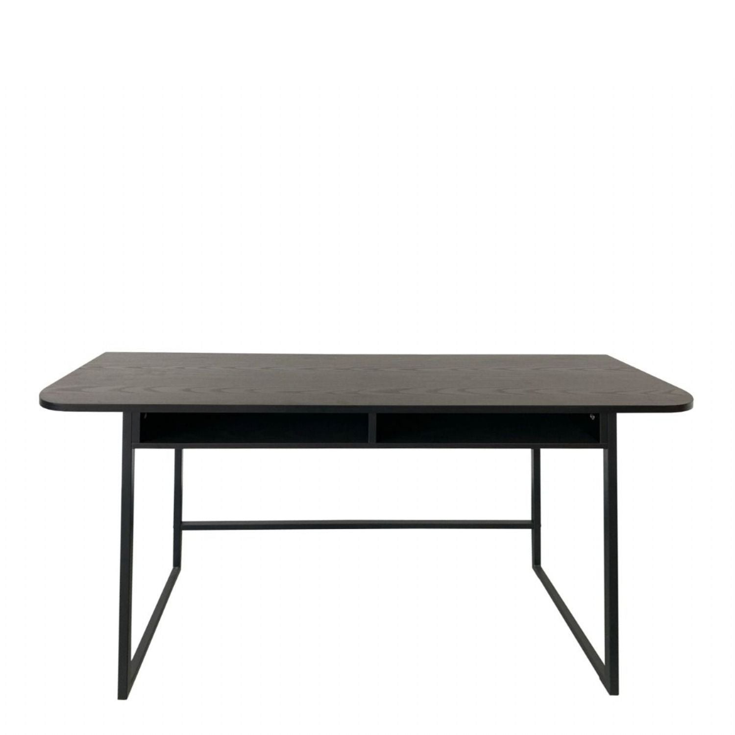 Darlington Console Table With Open Shelf and Oak Top in Black