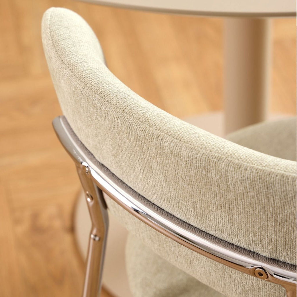 Lyric Dining Chair in Sand Fabric & Chrome Base (Set of 2)