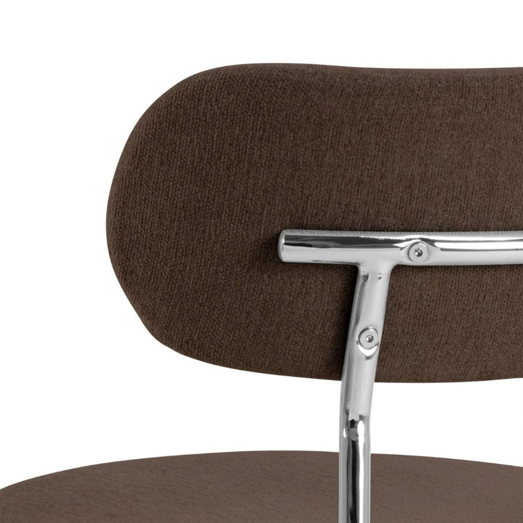 Lyric Dining Chair in Brown Fabric & Chrome Base (Set of 2)
