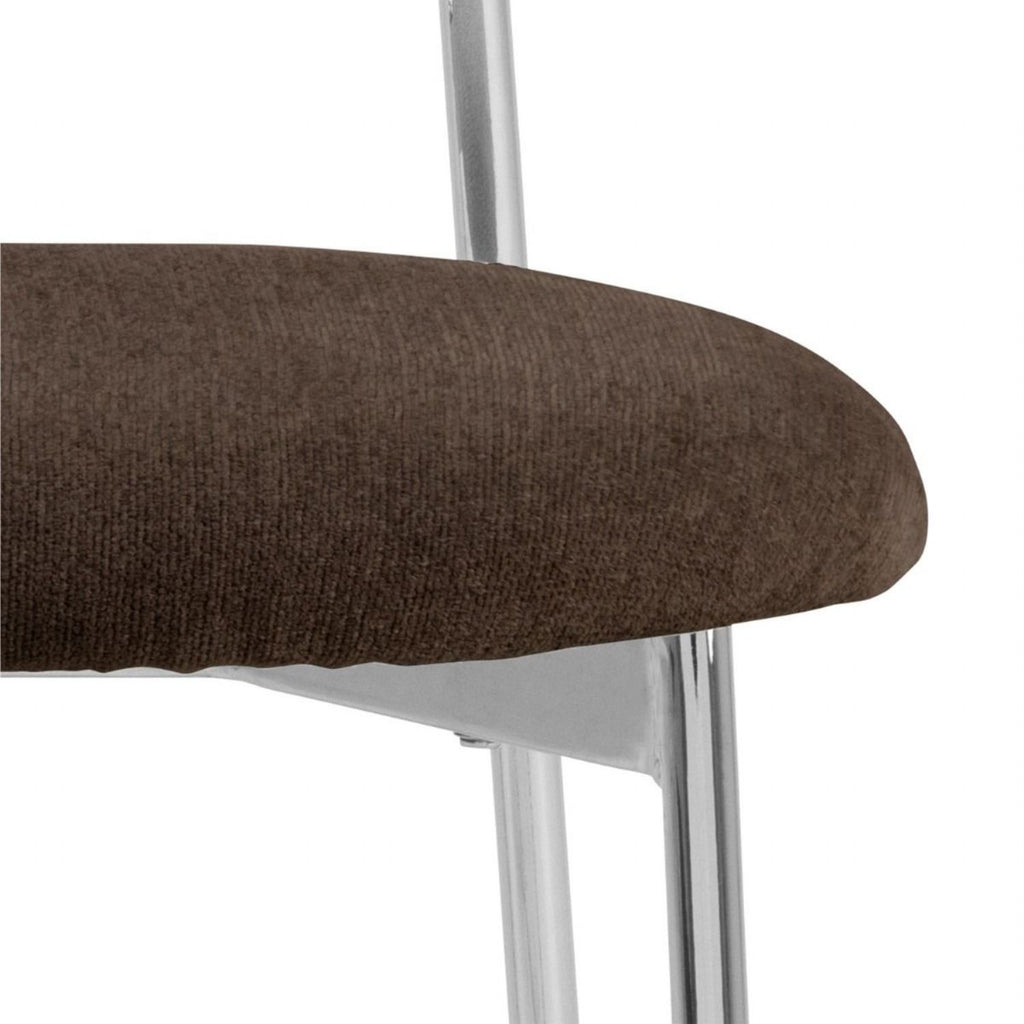 Lyric Dining Chair in Brown Fabric & Chrome Base (Set of 2)