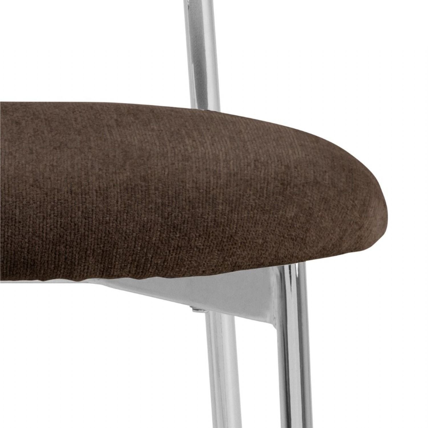 Lyric Dining Chair in Brown Fabric & Chrome Base (Set of 2)