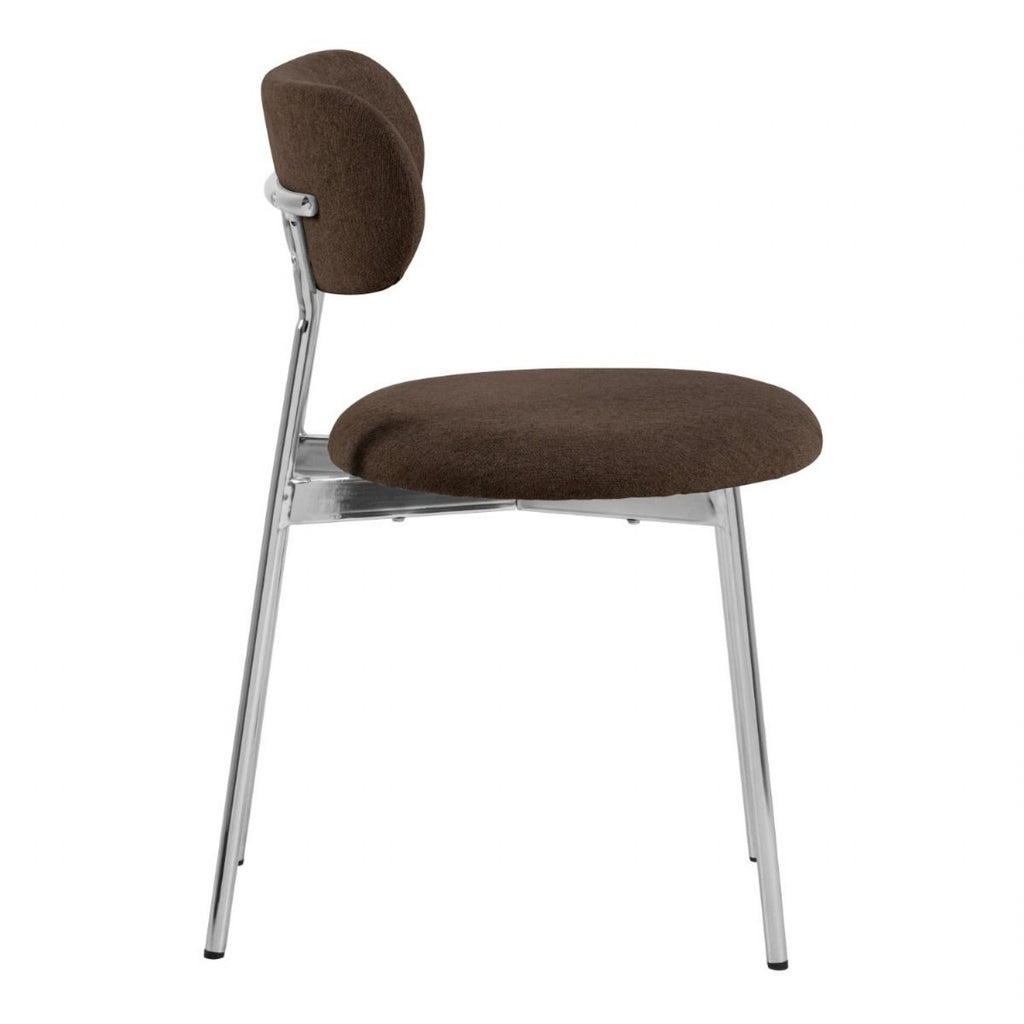 Lyric Dining Chair in Brown Fabric & Chrome Base (Set of 2)
