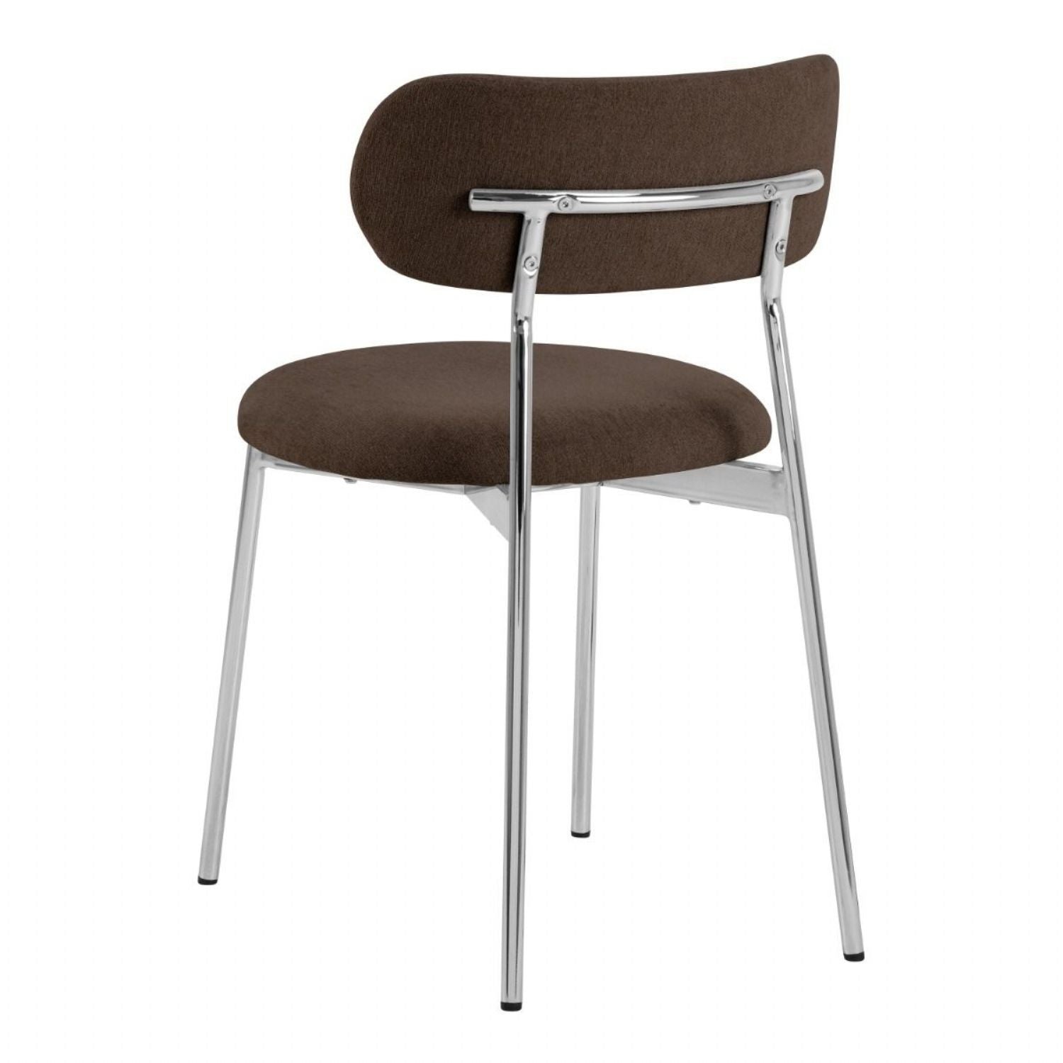 Lyric Dining Chair in Brown Fabric & Chrome Base (Set of 2)