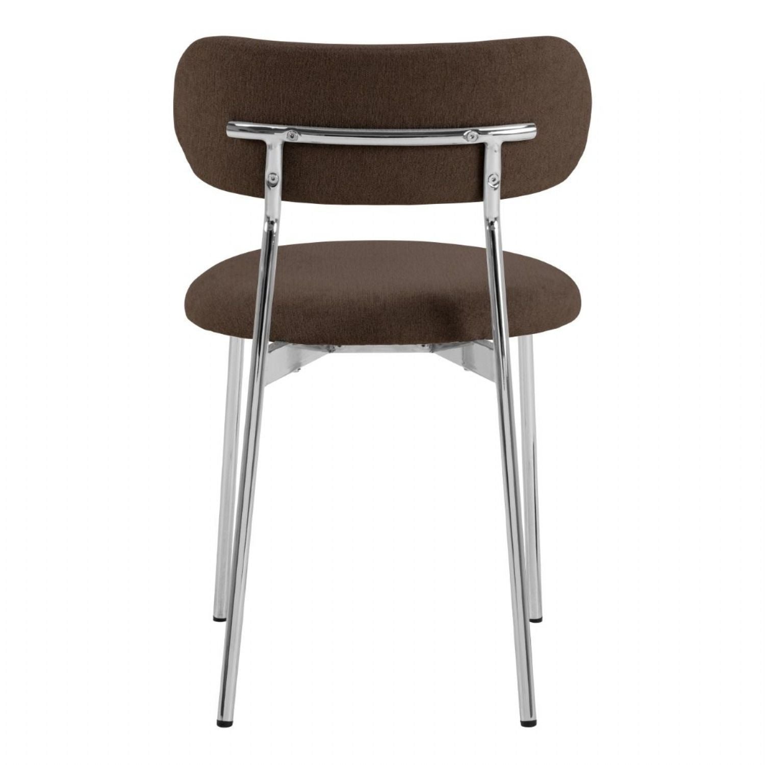 Lyric Dining Chair in Brown Fabric & Chrome Base (Set of 2)