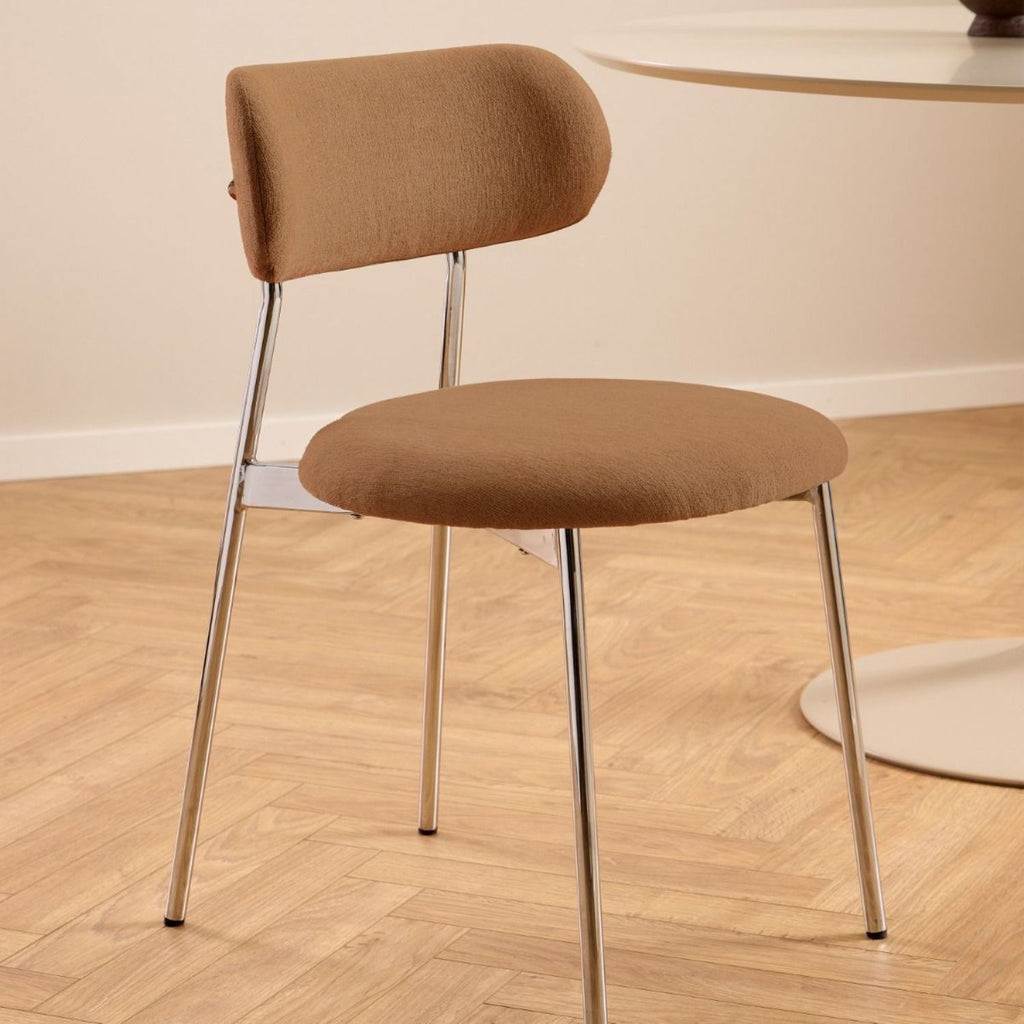 Lyric Dining Chair in Terracotta Fabric & Chrome Base (Set of 2)