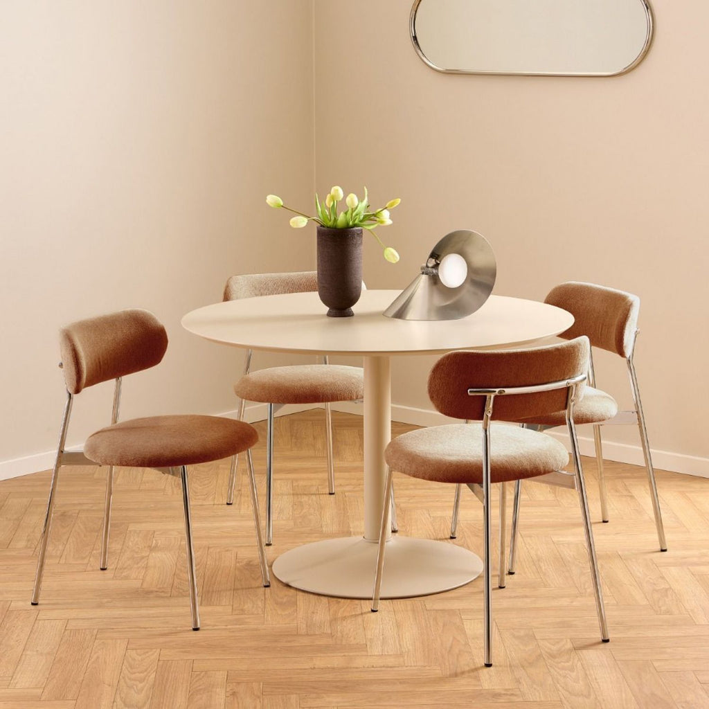 Lyric Dining Chair in Terracotta Fabric & Chrome Base (Set of 2)