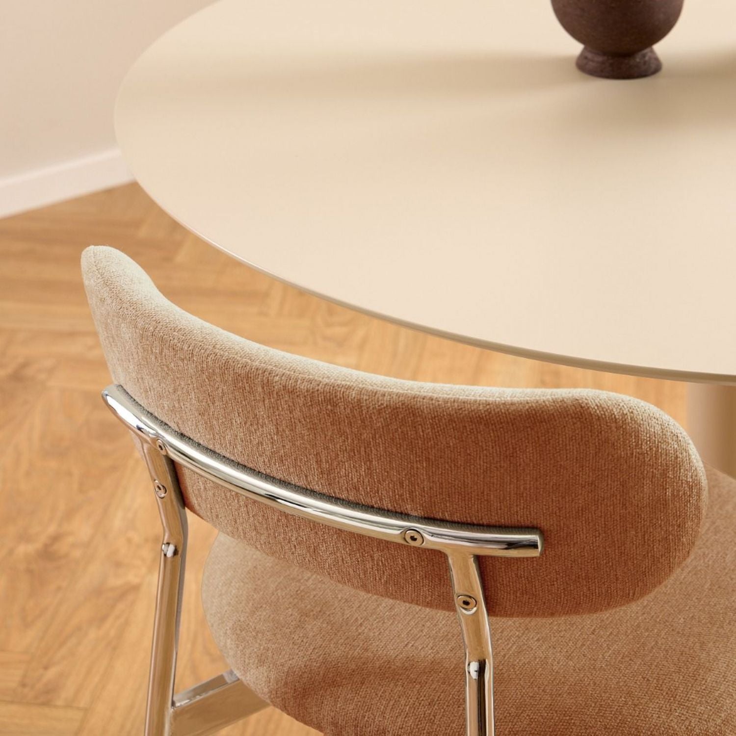 Lyric Dining Chair in Terracotta Fabric & Chrome Base (Set of 2)