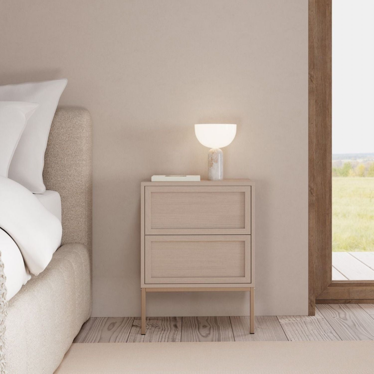 Palmdale Bedside Table with 2 Drawers in Grey