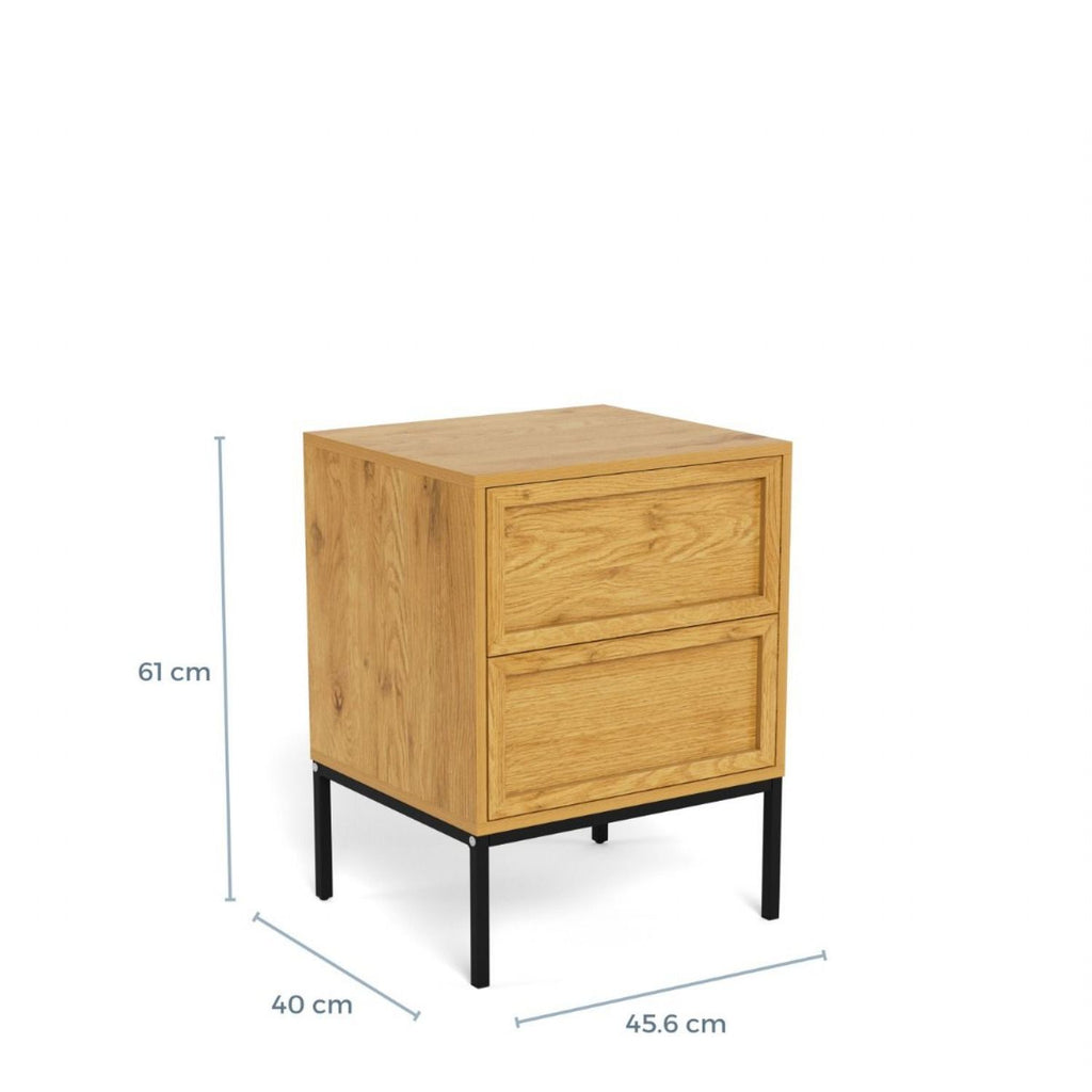 Palmdale Bedside Table with 2 Drawers in Wild Oak