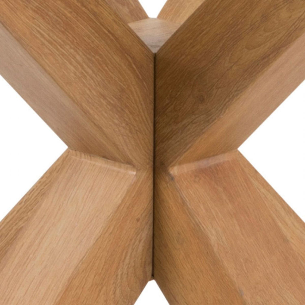 Heaven Round Dining Table with Clear Glass Top and Oak Legs