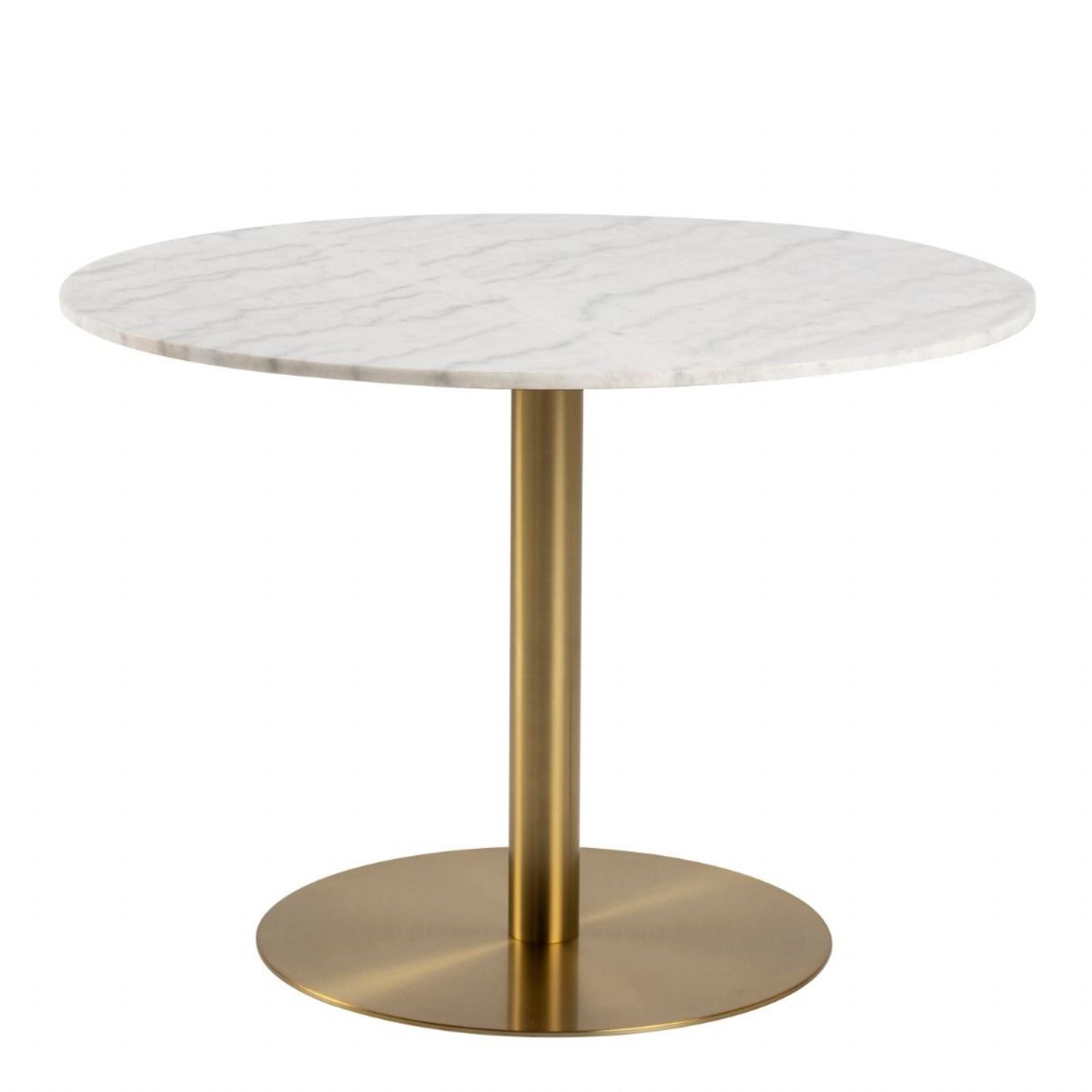 Corby Round Dining Table with White Polished Marble Top &amp; Gold Base 105x75cm
