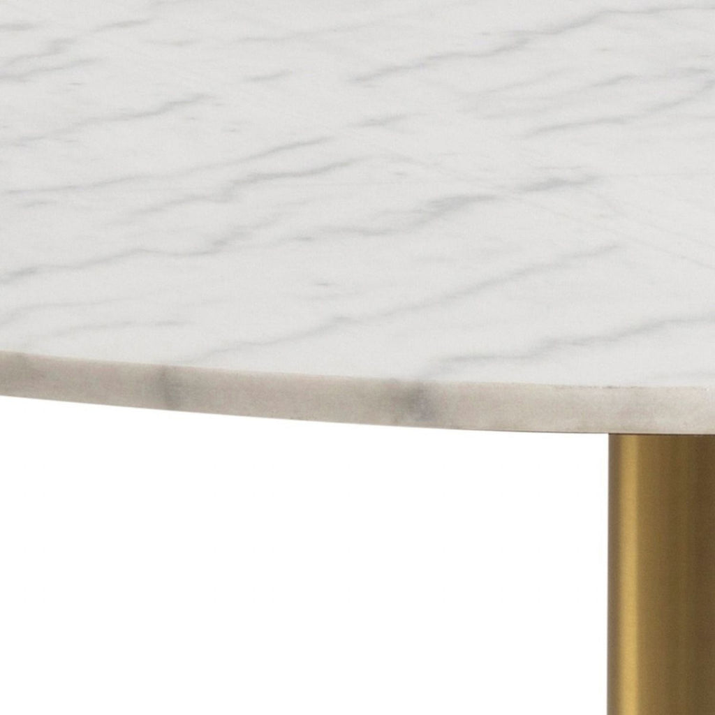 Corby Round Dining Table with White Polished Marble Top & Gold Base 105x75cm