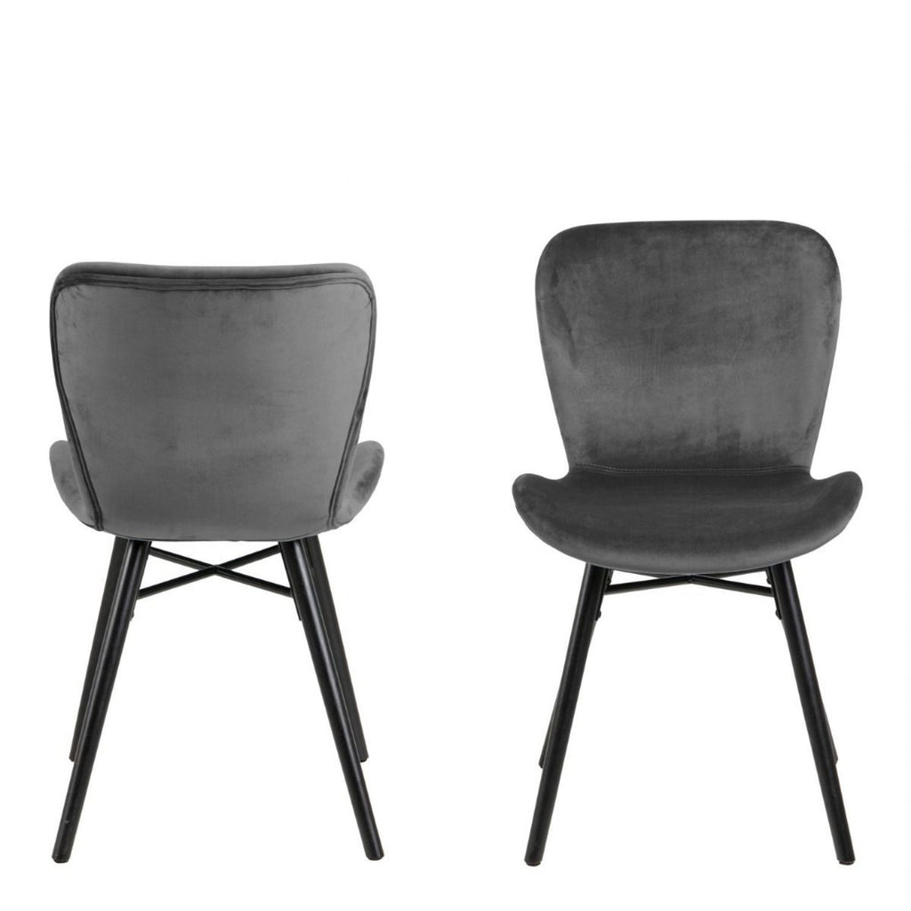 Ibiza Round Beige Dining Table with 4 Batilda Dining Chairs in Dark Grey
