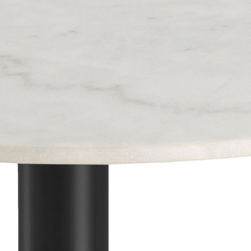 Corby Round Dining Table with White Polished Marble Top & Black Base 105x75cm