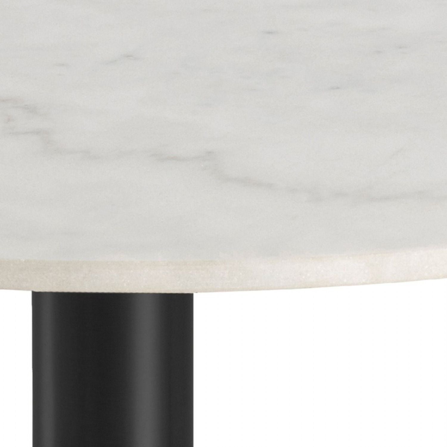 Corby Round Dining Table with White Polished Marble Top & Black Base 105x75cm