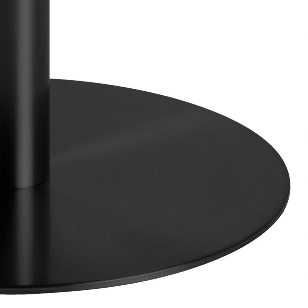 Corby Round Dining Table with White Polished Marble Top & Black Base 105x75cm