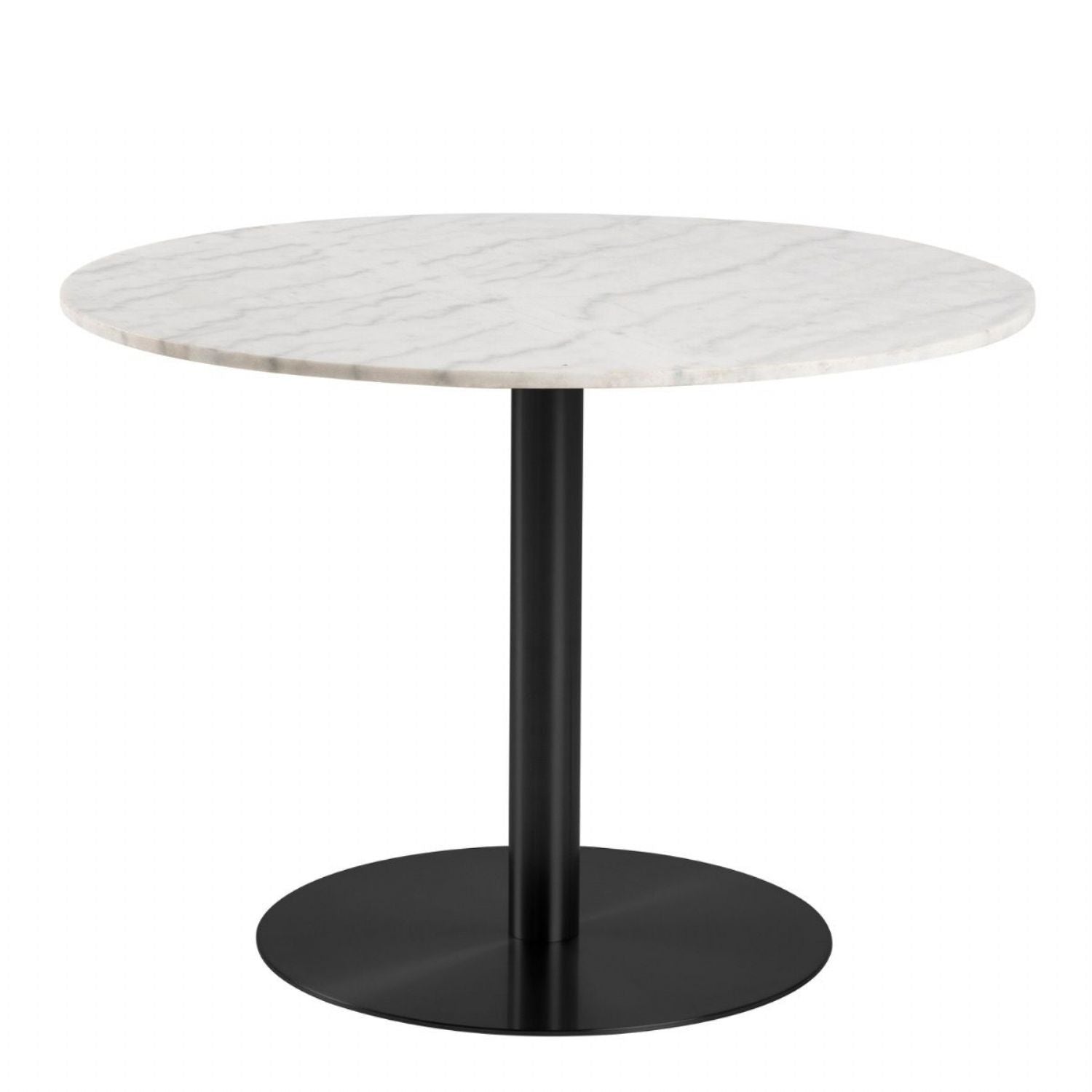 Corby Round Dining Table with White Polished Marble Top & Black Base inc 4 Brooke Dining Chairs with Arm Rest in Taupe