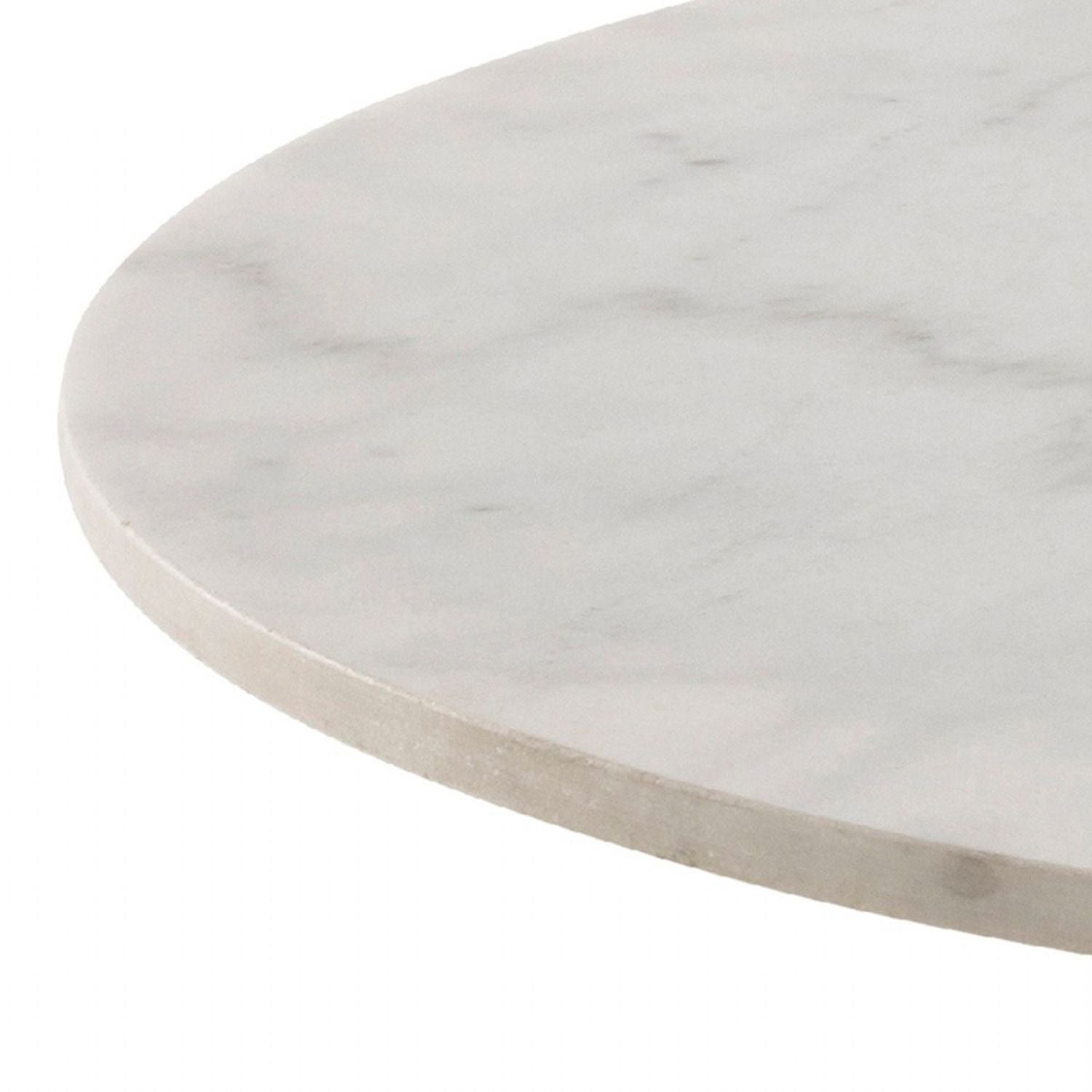 Corby Round Dining Table with White Polished Marble Top & Black Base inc 4 Batilda Dining Chairs in Grey Oak