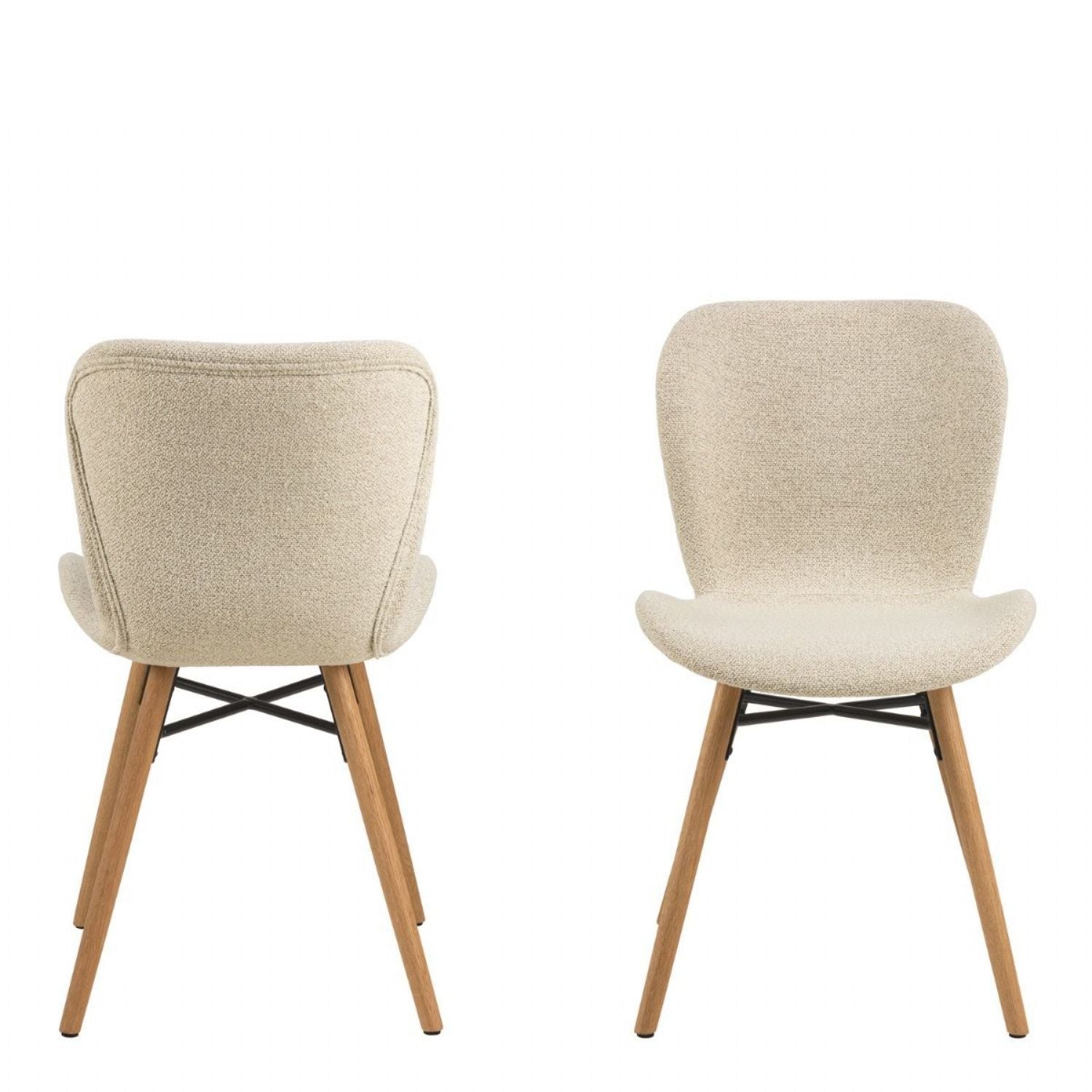 Corby Round Dining Table with White Polished Marble Top & Black Base inc 4 Batilda Dining Chairs in Cream Oak