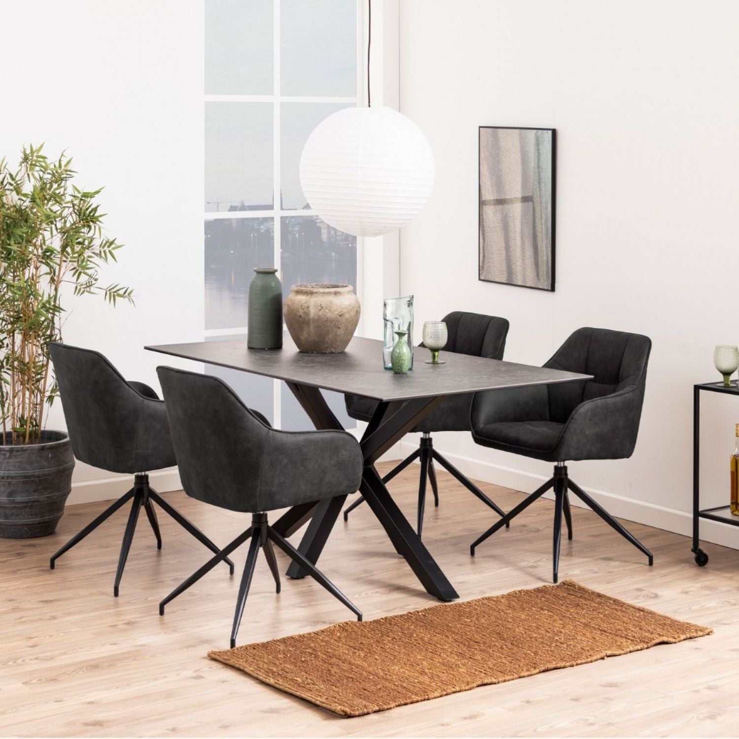 Heaven Dining Table in Ceramic Black Top 160x75.5cm