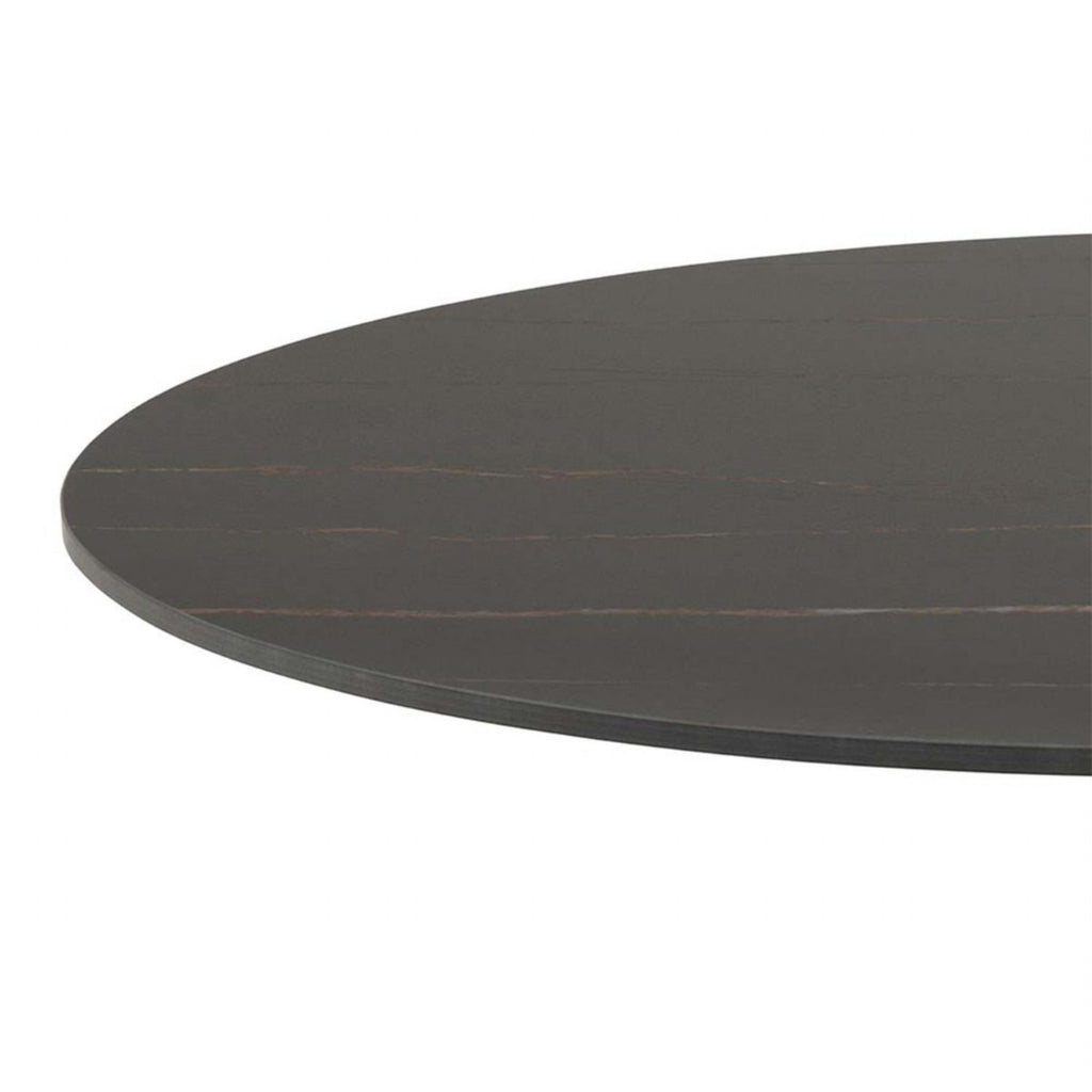 Malta Ceramic Round Dining Table in Black 90x75cm includes 4 Celia Dining Chairs in Light Grey