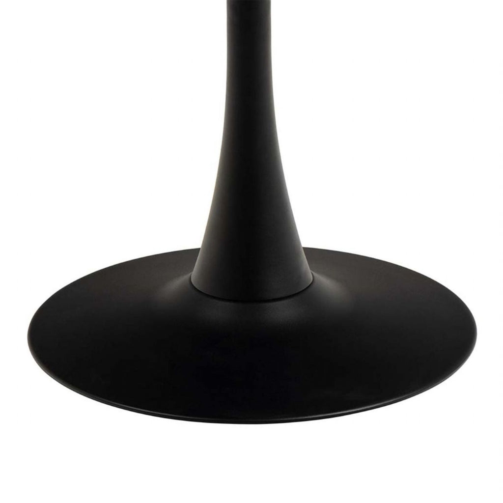 Malta Ceramic Round Dining Table in Black 90x75cm includes 4 Celia Dining Chairs in Light Grey
