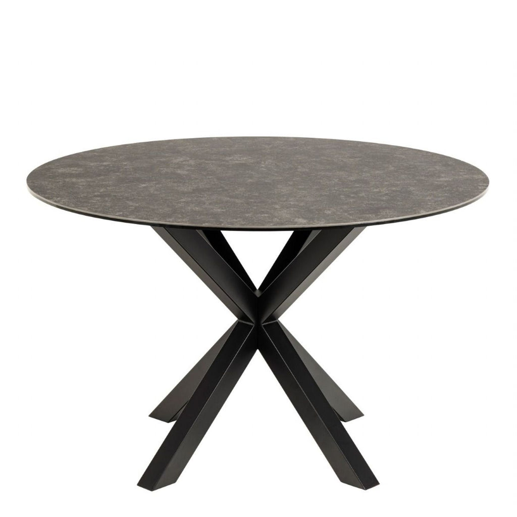 Heaven Round Dining Table with Ceramic Black Top 119cm
