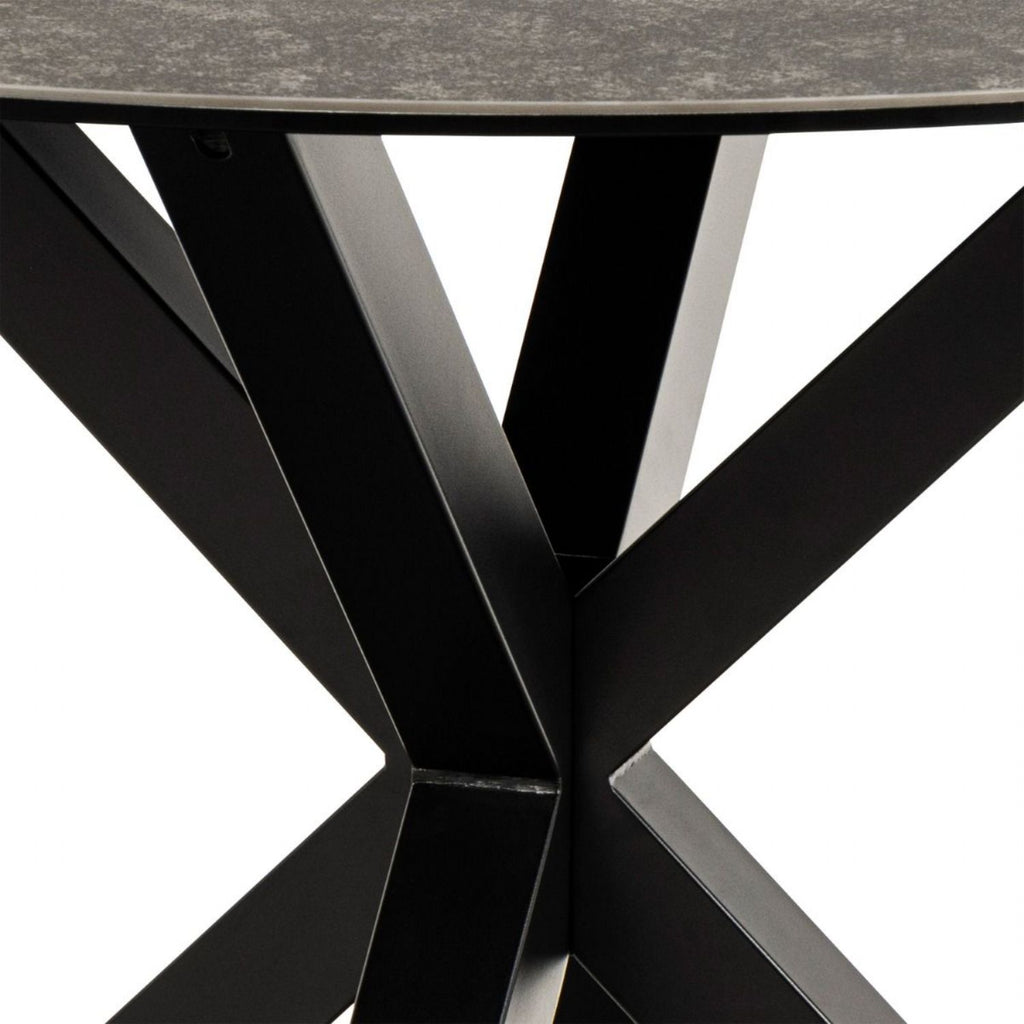 Heaven Round Dining Table with Ceramic Black Top 119cm