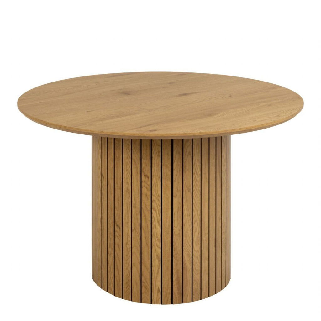 Yale Dining Table in Oak 120x75cm includes 4 Adele Fabric Dining Chairs in Grey