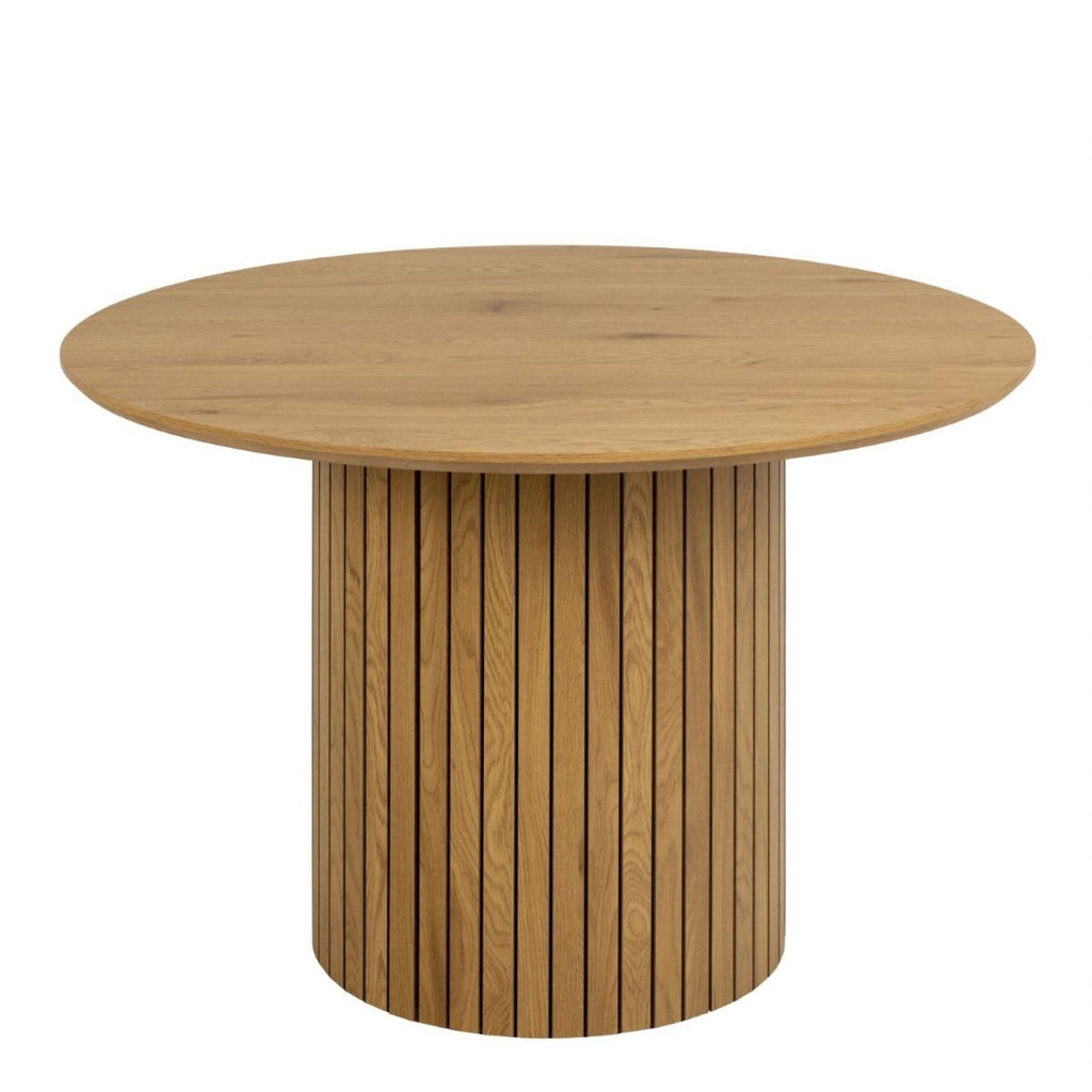 Yale Dining Table in Oak 120x75cm includes 4 Adele Fabric Dining Chairs in Grey