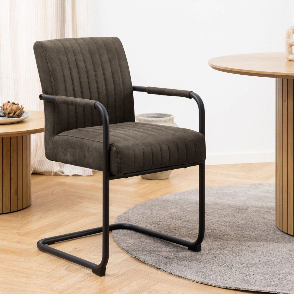 Yale Dining Table in Oak 120x75cm includes 4 Adele Fabric Dining Chairs in Grey