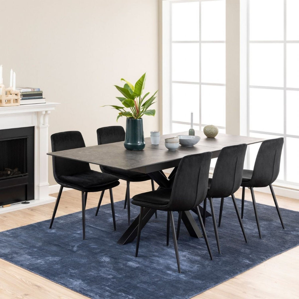Heaven Extendable Dining Table with Ceramic Black Top 168cm