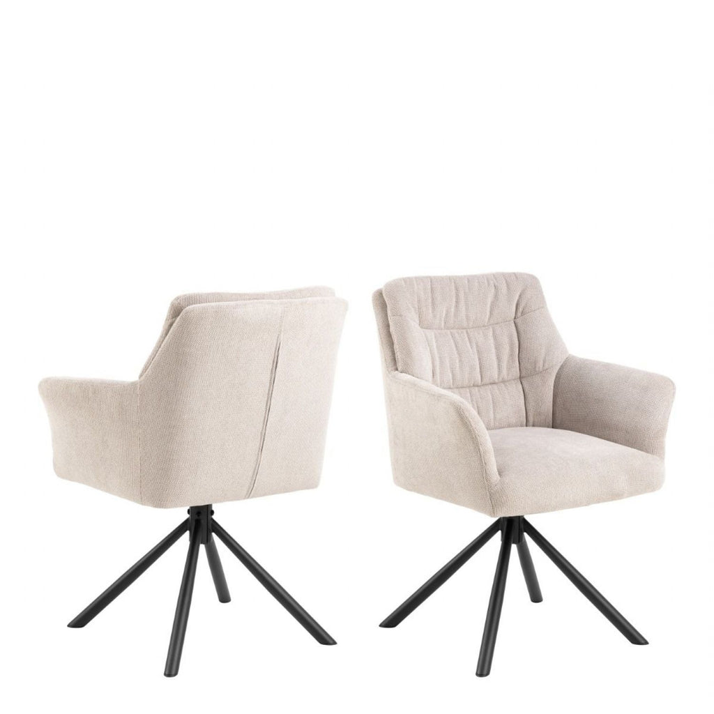 Heaven Dining Table Ceramic White Top 135cm includes 4 Alonso Swivel Cream Dining Chairs includes Armrest