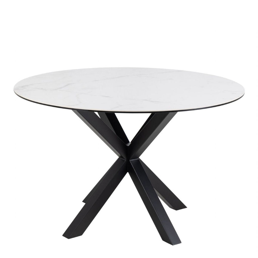 Heaven Round Dining Table with Ceramic White Top 119cm