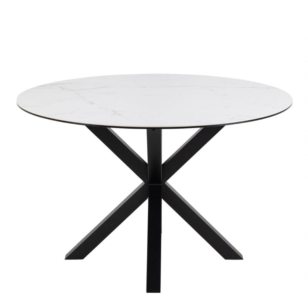 Heaven Round Dining Table with Ceramic White Top 119cm