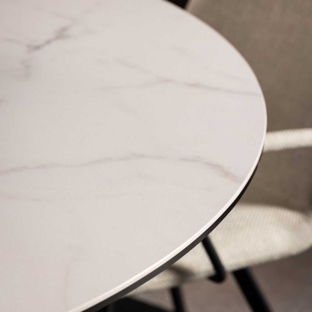 Heaven Round Dining Table with Ceramic White Top 119cm