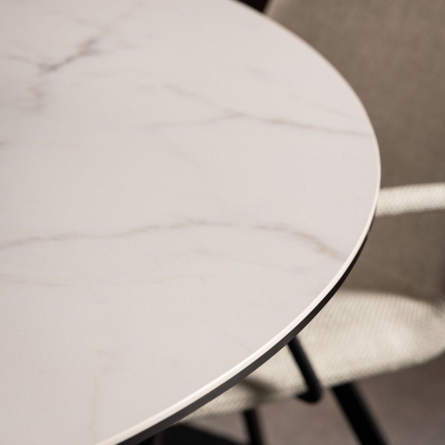 Heaven Round Dining Table with Ceramic White Top 119cm
