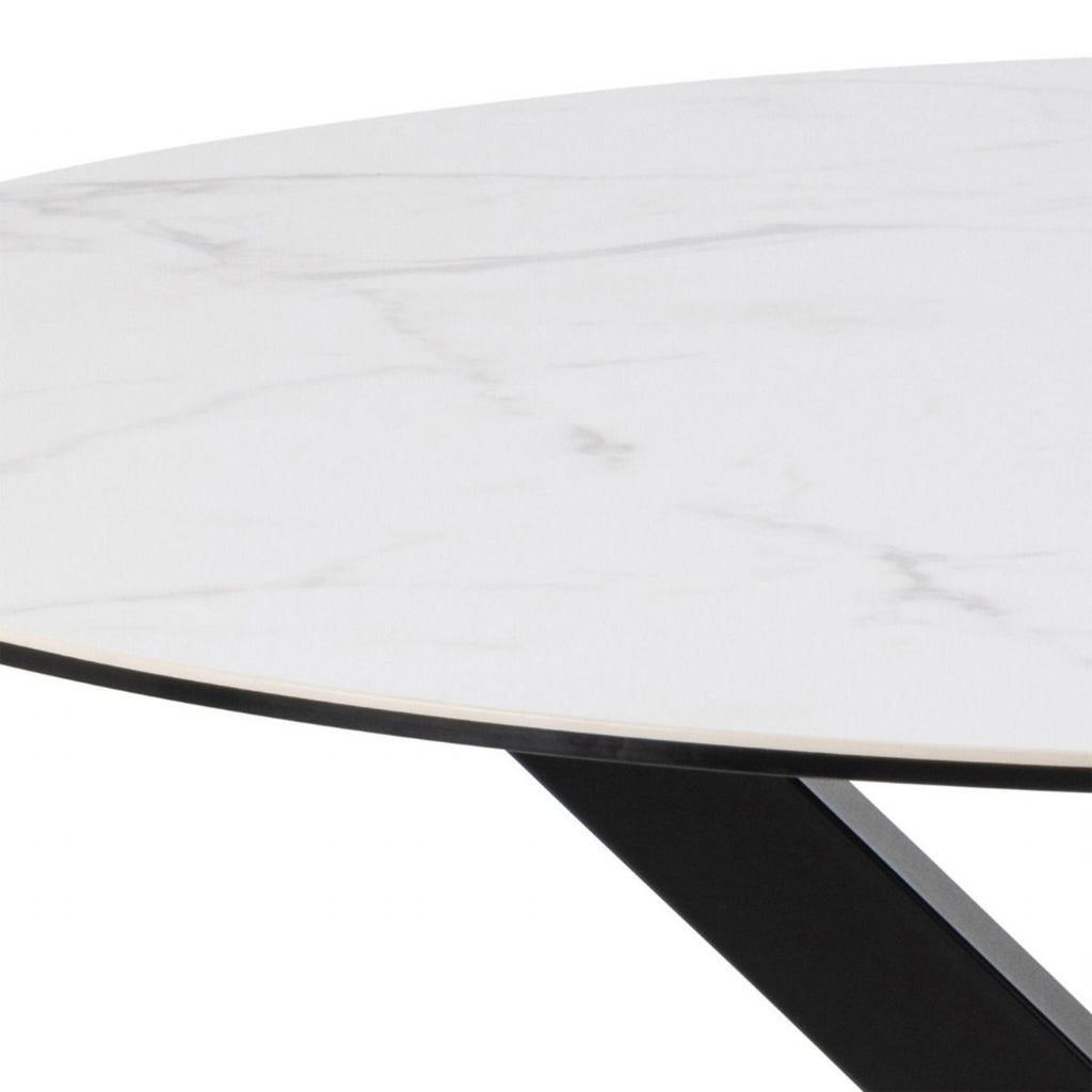 Heaven Round Dining Table with Ceramic White Top 119cm