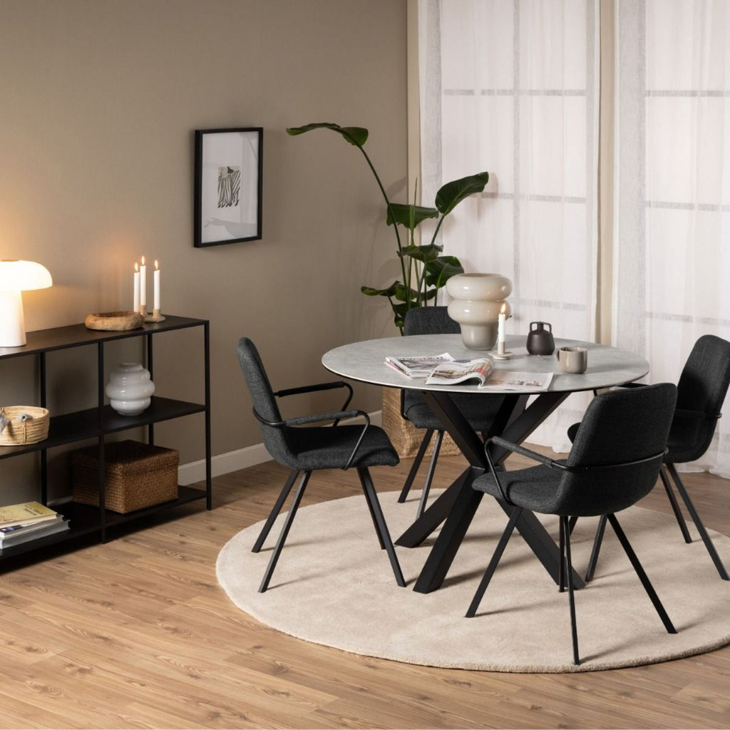 Heaven Round Dining Table with Ceramic Grey Top 119cm