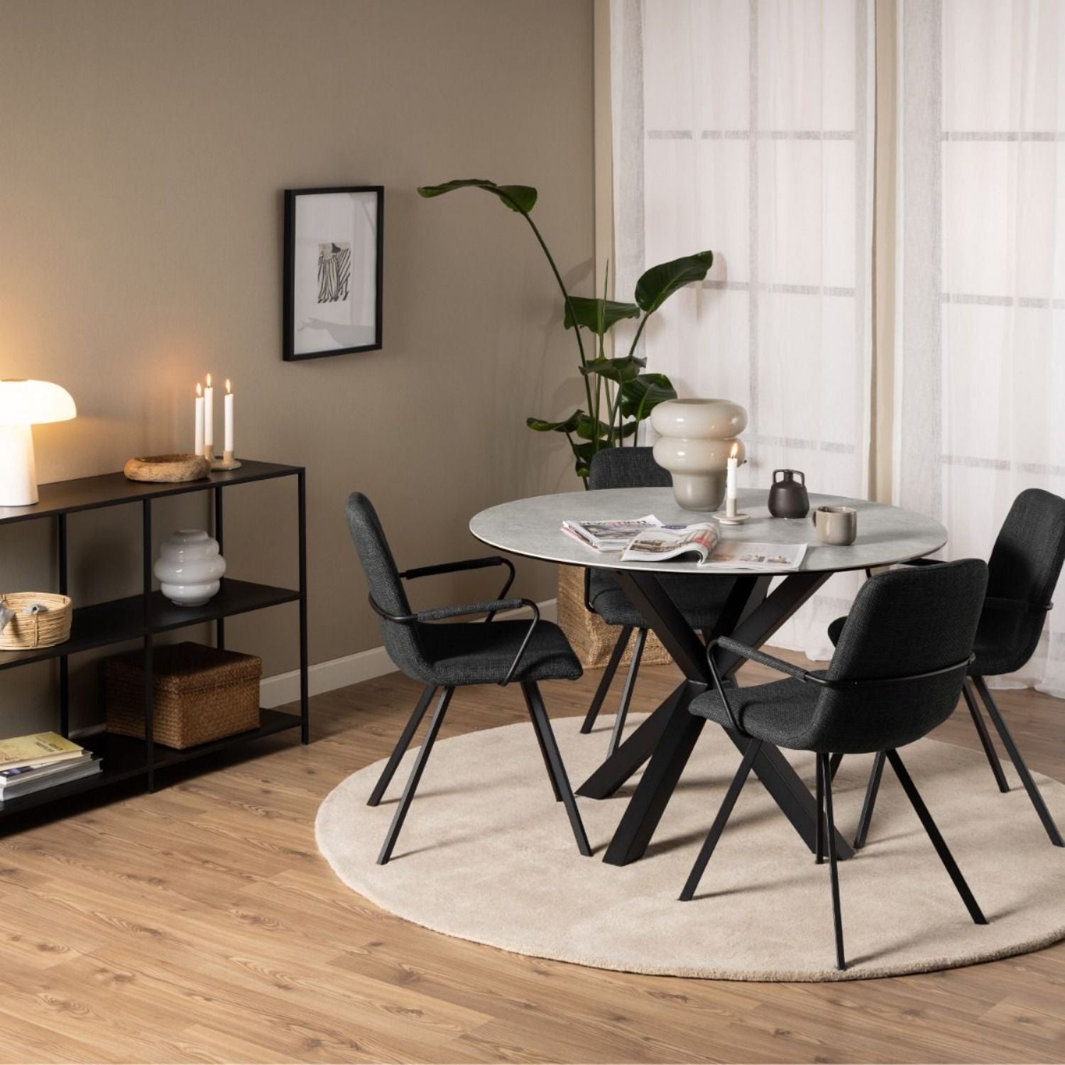 Heaven Round Dining Table with Ceramic Grey Top 119cm