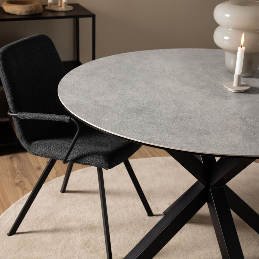 Heaven Round Dining Table with Ceramic Grey Top 119cm