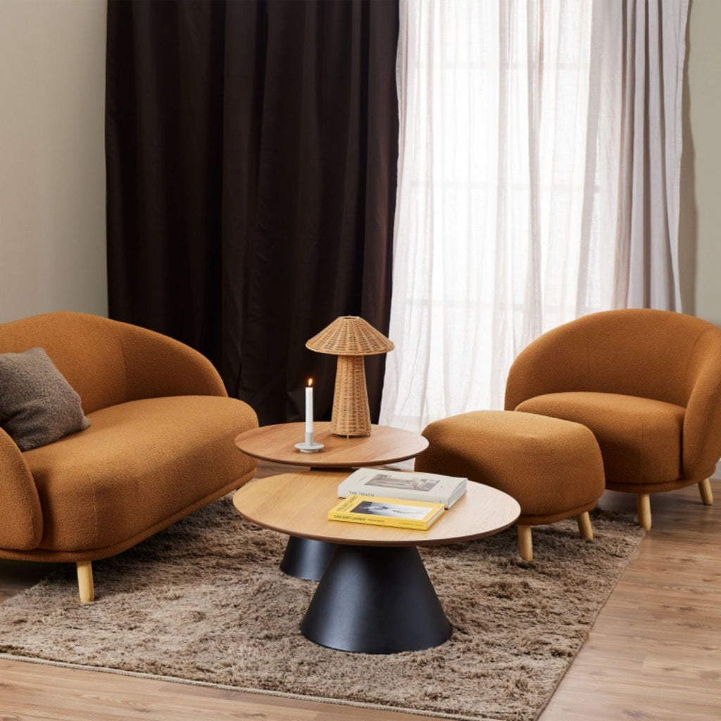 Soli Round Coffee Table in Oak Black 65x43cm