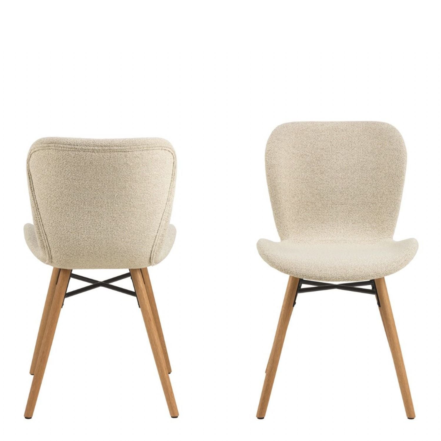 Ibiza Round Beige Dining Table with 4 Batilda Dining Chairs Cream Oak