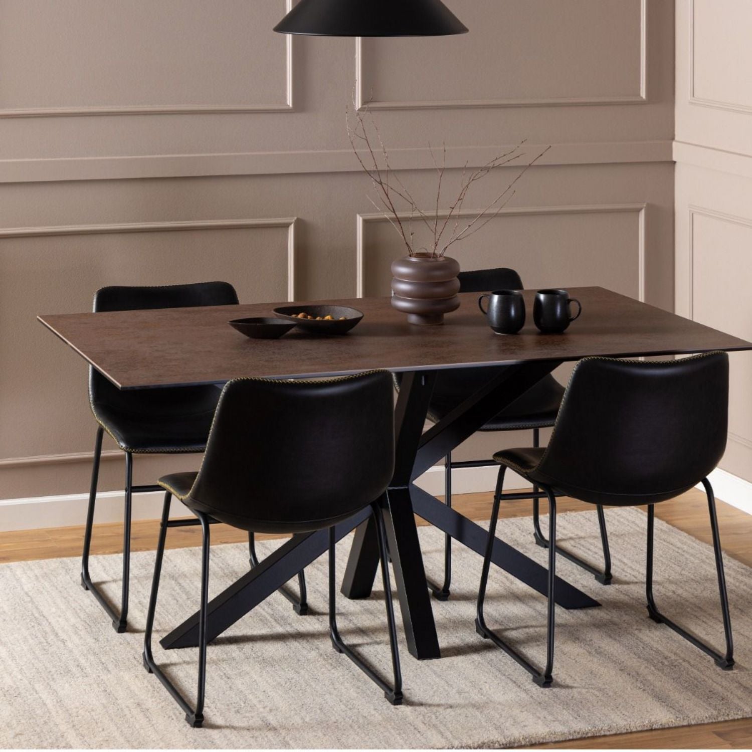 Heaven Dining Table in Ceramic Rusty Brown 160x75.5cm