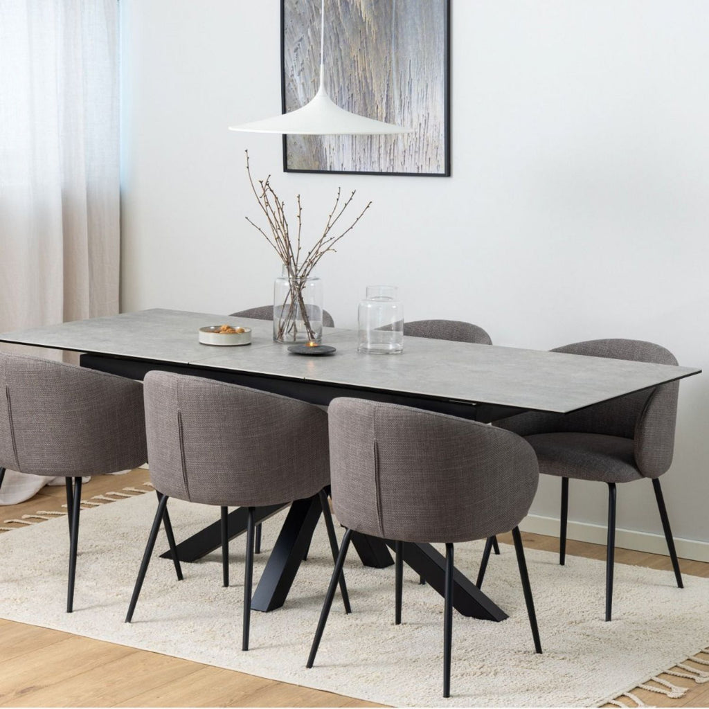 Heaven Extendable Dining Table with Ceramic Grey Top 168cm