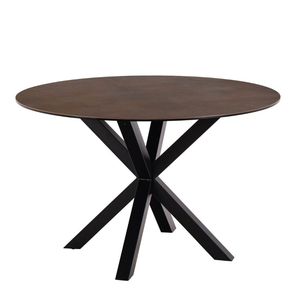 Heaven Round Dining Table with Ceramic Rusty Brown Top 119cm