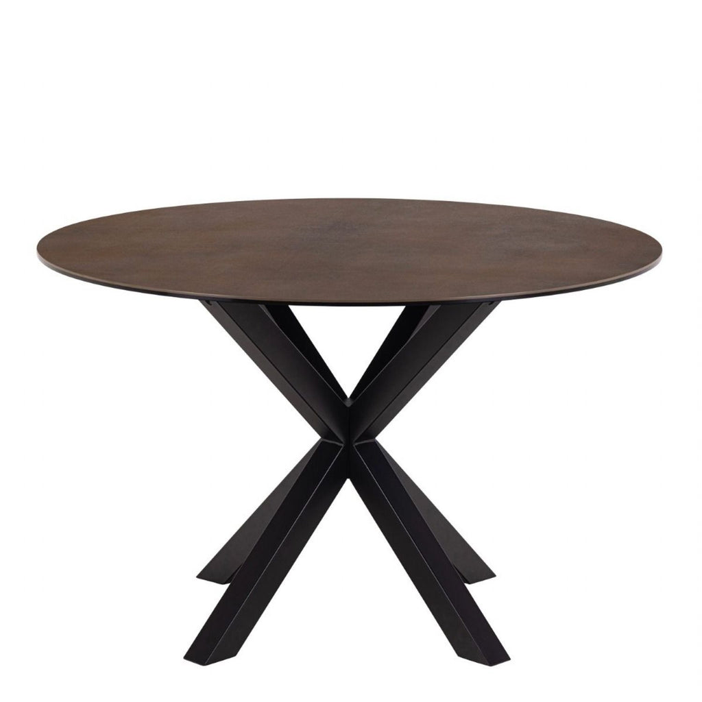 Heaven Round Dining Table with Ceramic Rusty Brown Top 119cm